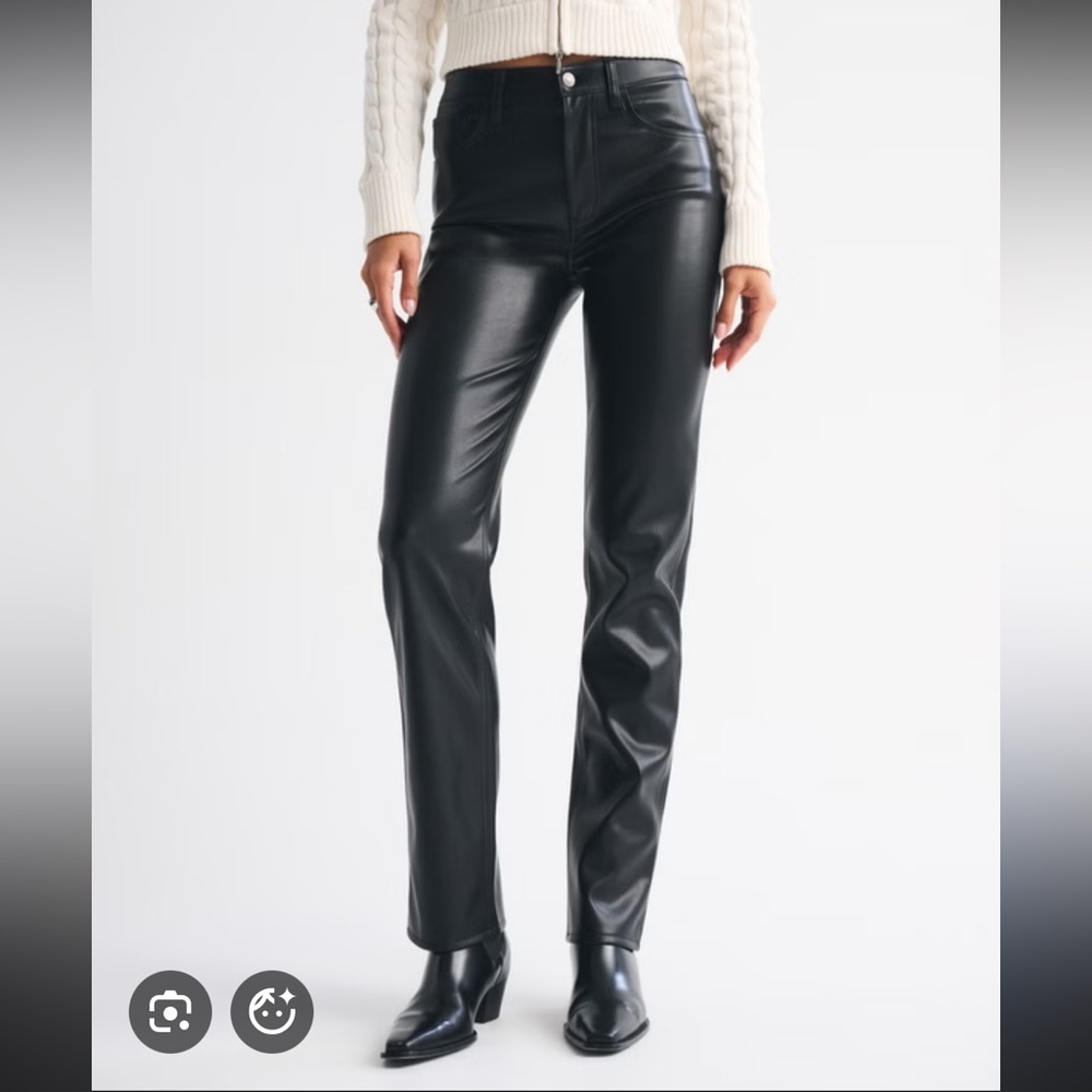Abercrombie & Fitch Black 90’s Straight Ultra High Rise Leather Pants